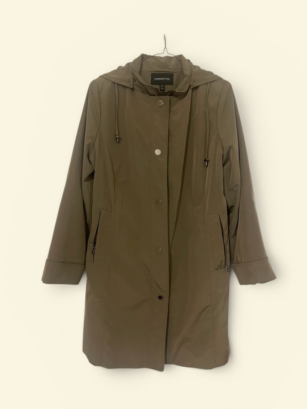 London Fog Hooded Raincoat / Trench Coat – Petite Medium